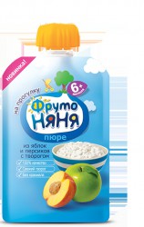 Пюре Фрутоняня яблоко персик творог 90 г