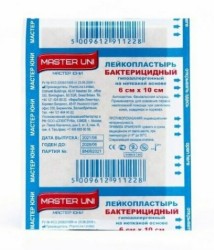 Лейкопластырь бактерицидный Master Uni гипоаллергенный на нетканой основе р. 6смх10см 10 шт.