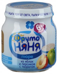 Пюре Фрутоняня яблоко персик творог 100 г